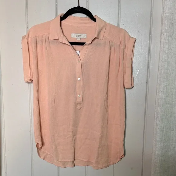 LOFT Peach Button-Down Shirt - Picture 2 of 4
